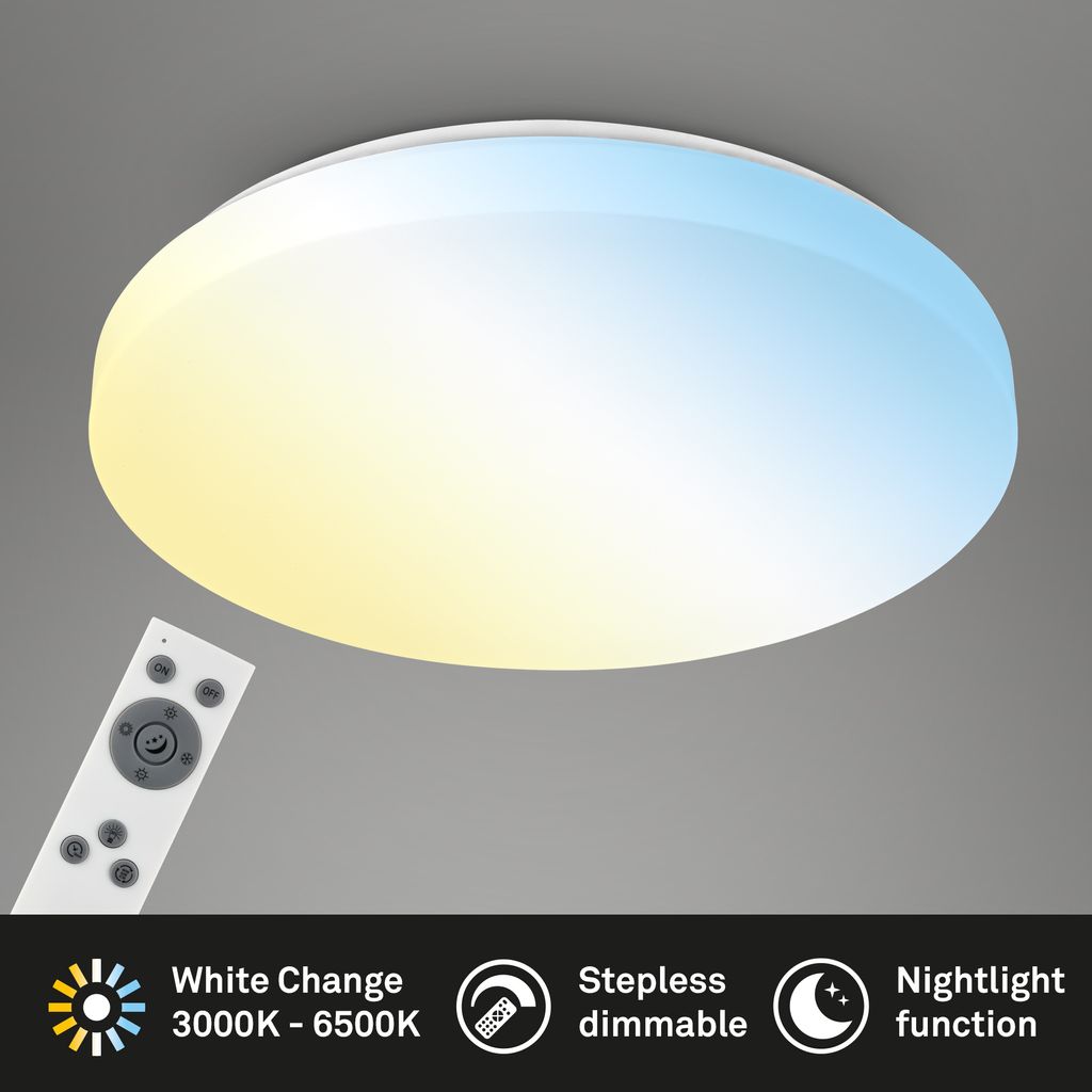 Rowno LED Deckenlampe, Dimmbar, CCT, Fernbedienung, Rund 49 cm, Weiß