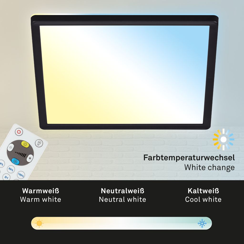 LED Panel Dimmbar Fernbedienung Ultraflach CCT 18W schwarz Kunststoff Briloner 5