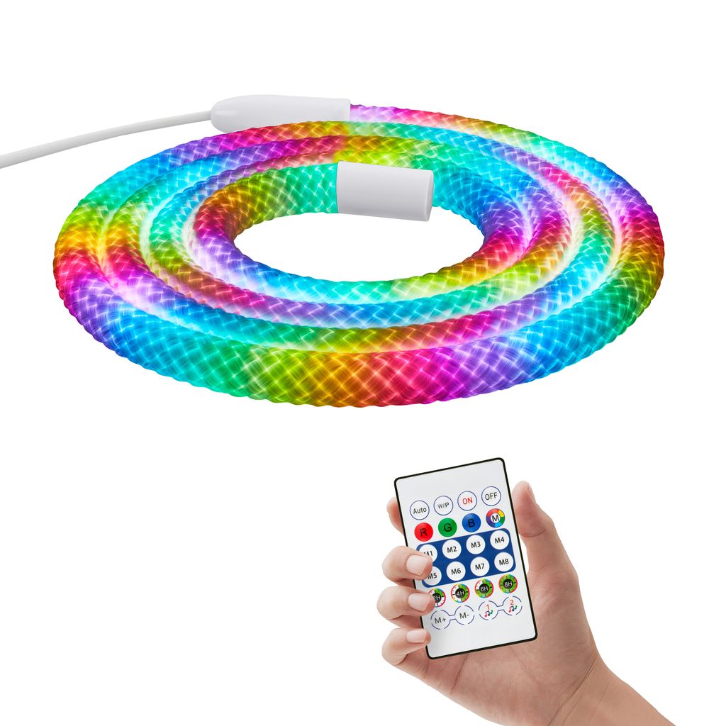 LED Streifen 2m - RGBIC Farbwechsel, Fernbedienung, Weiß