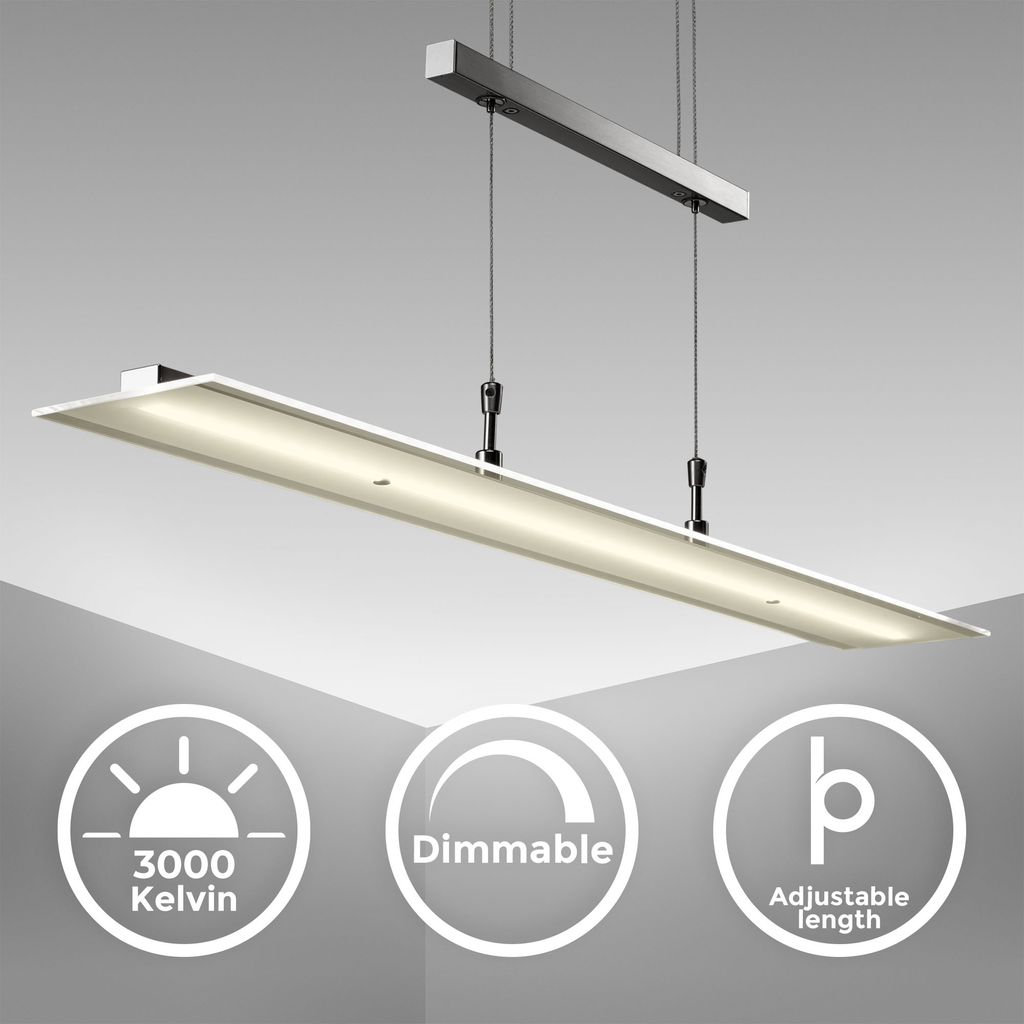 Pendelleuchte - 16W, 1750lm, LED, höhenverstellbar, dimmbar, warmweiß, matt-nickel