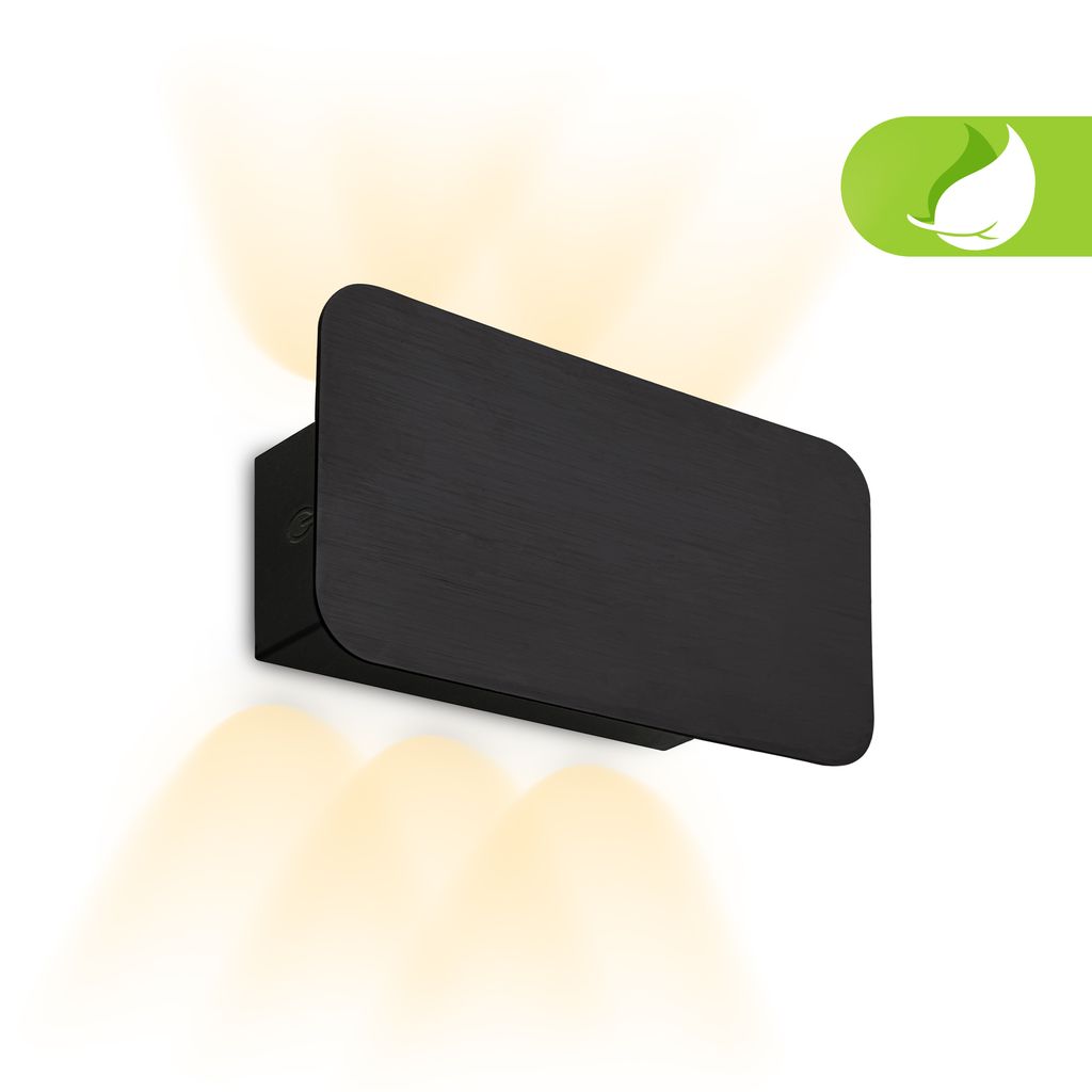 Briloner LED Akku-Wandleuchte 17x9 cm ? kabellos, dimmbar, Up-& Downlight, Touch, Schwarz