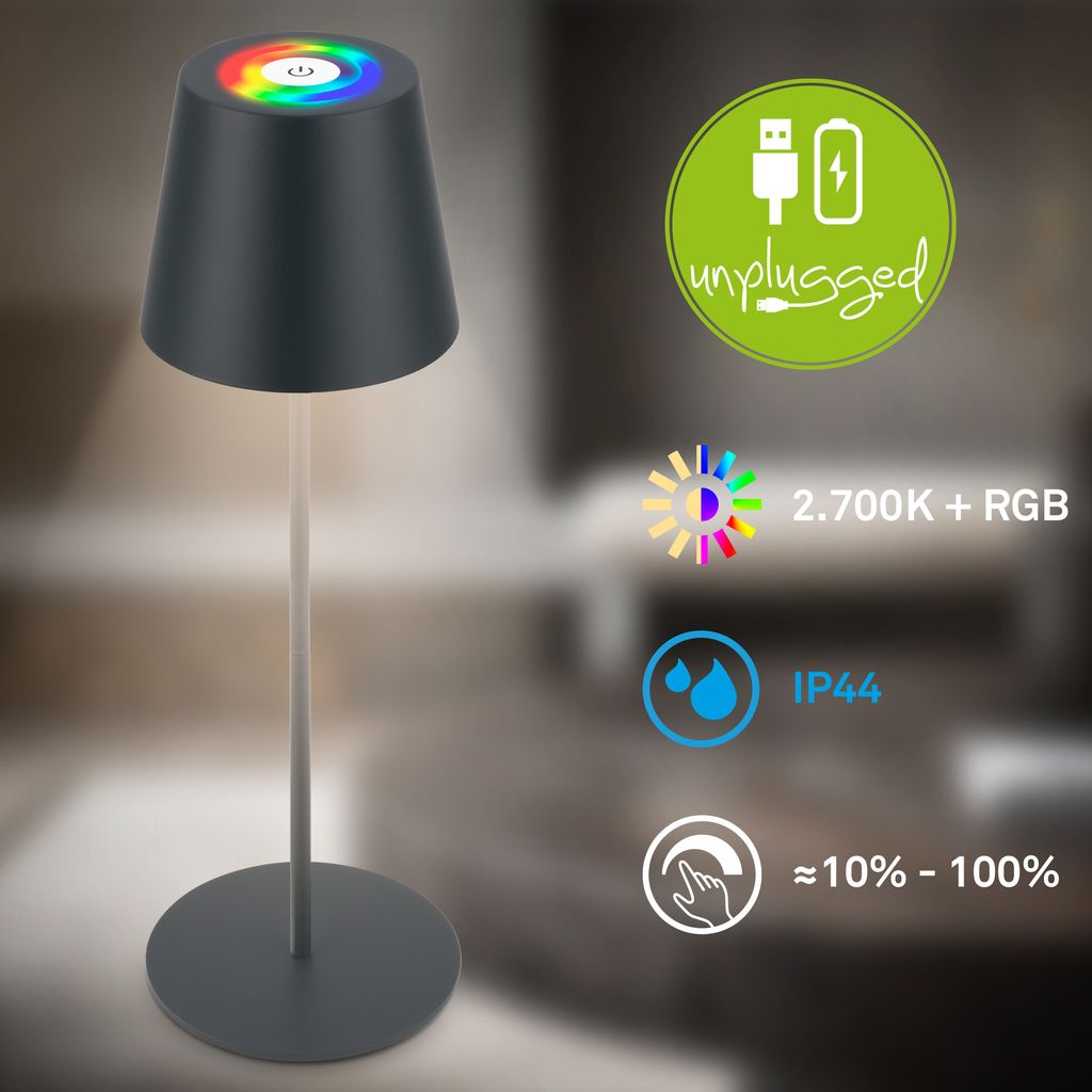 3 in 1 RGBW LED Tischlampe kabellos IP44 Flaschenleuchte Aussen/Innen Akku 17