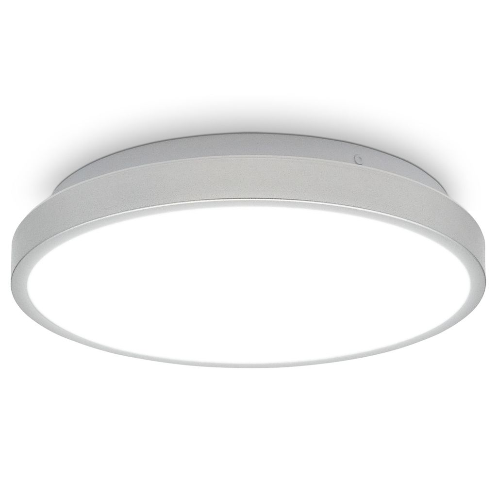 Deckenlampe Ø29 cm - 12W, 1200lm, LED, IP44, neutralweiß, silberfarbig