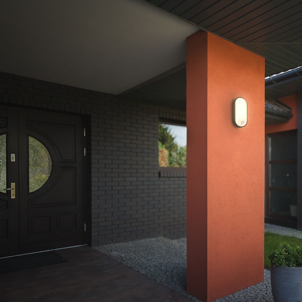 Outdoor LED Wall Lamp Safety Light Motion Sensor IP65 Waterproof Black