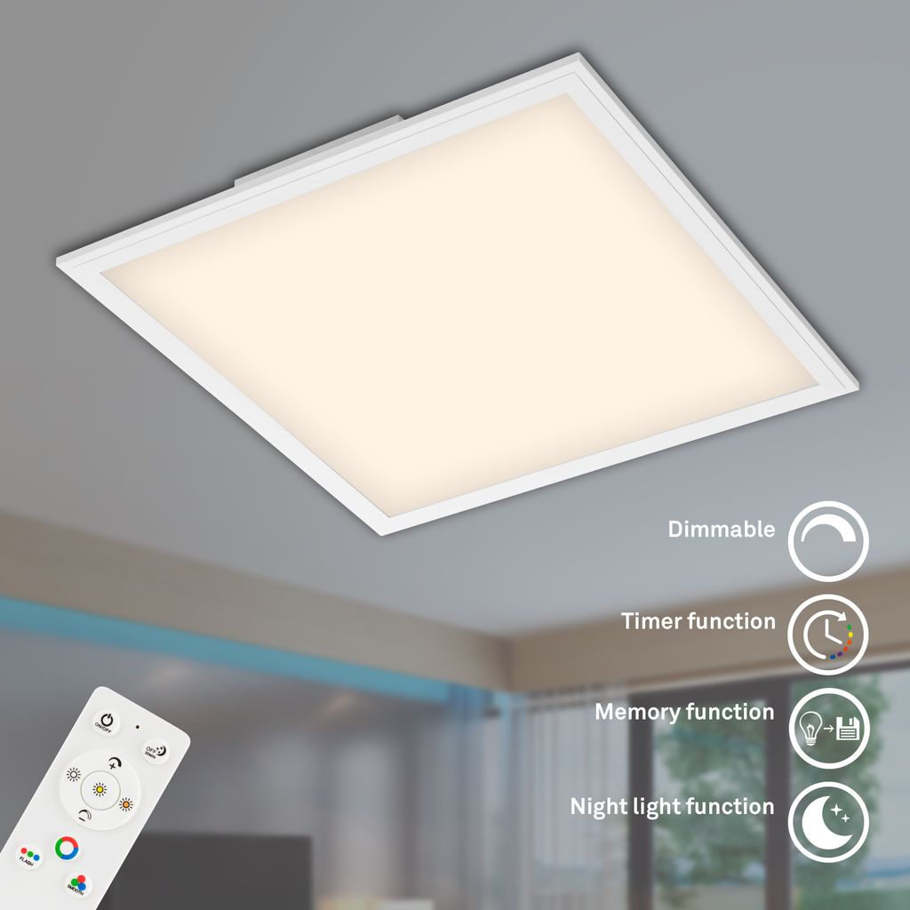 LED Panel Ultraflach RGB CCT Deckenlampe Weiß Dimmbar Kunststoff 24W Briloner 12