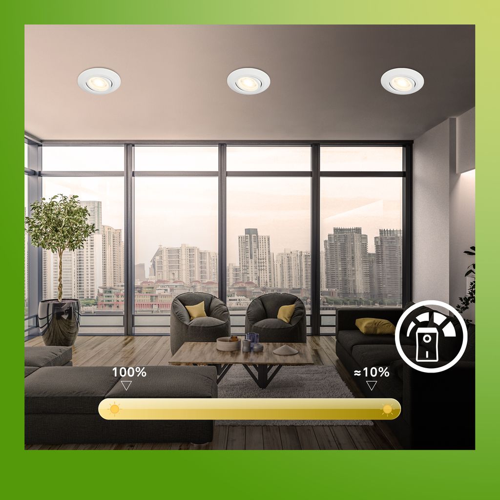 Briloner Klira Set de 6 spots LED encastrables 230V, à intensité variable, orientables, blanc