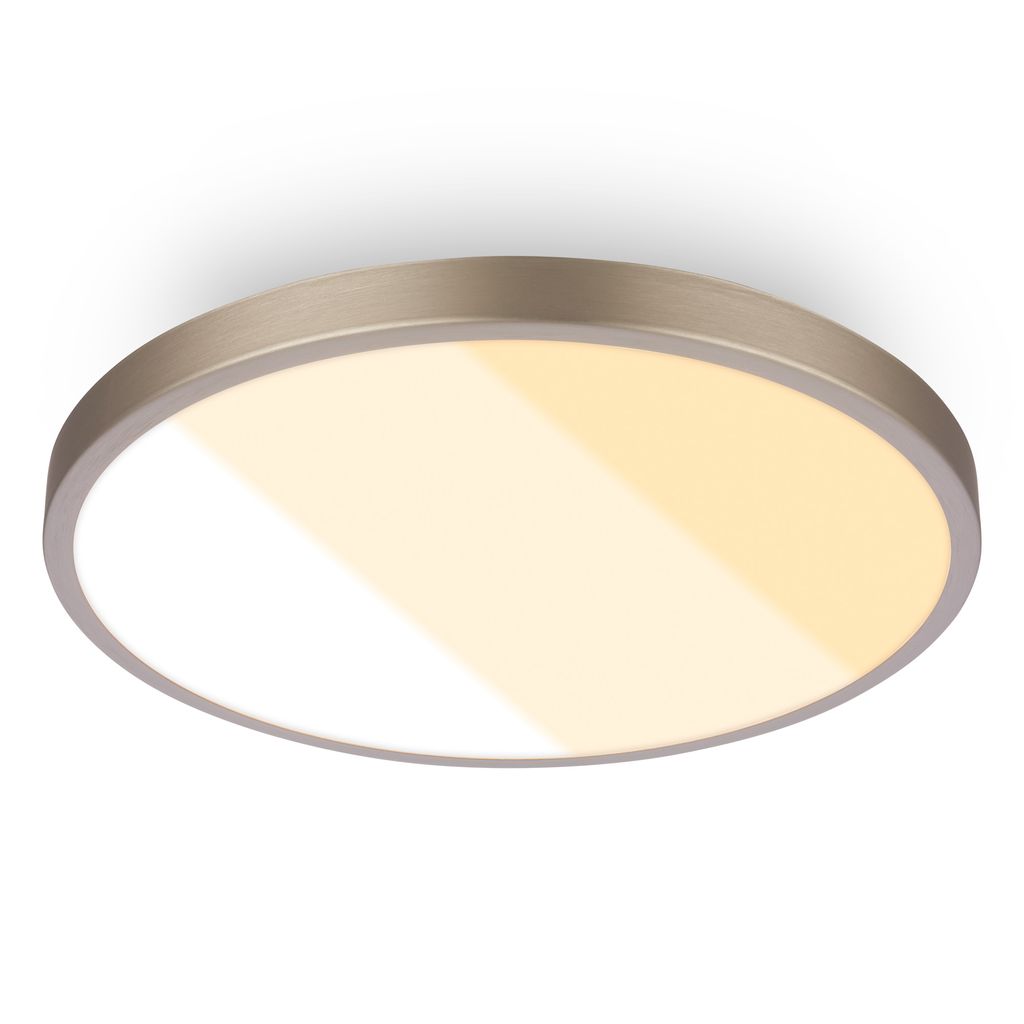 Shine Deckenlampe Ø24 cm - 18W, 2000lm, LED, Lichtfarbe wählbar, IP44, Nickel-matt
