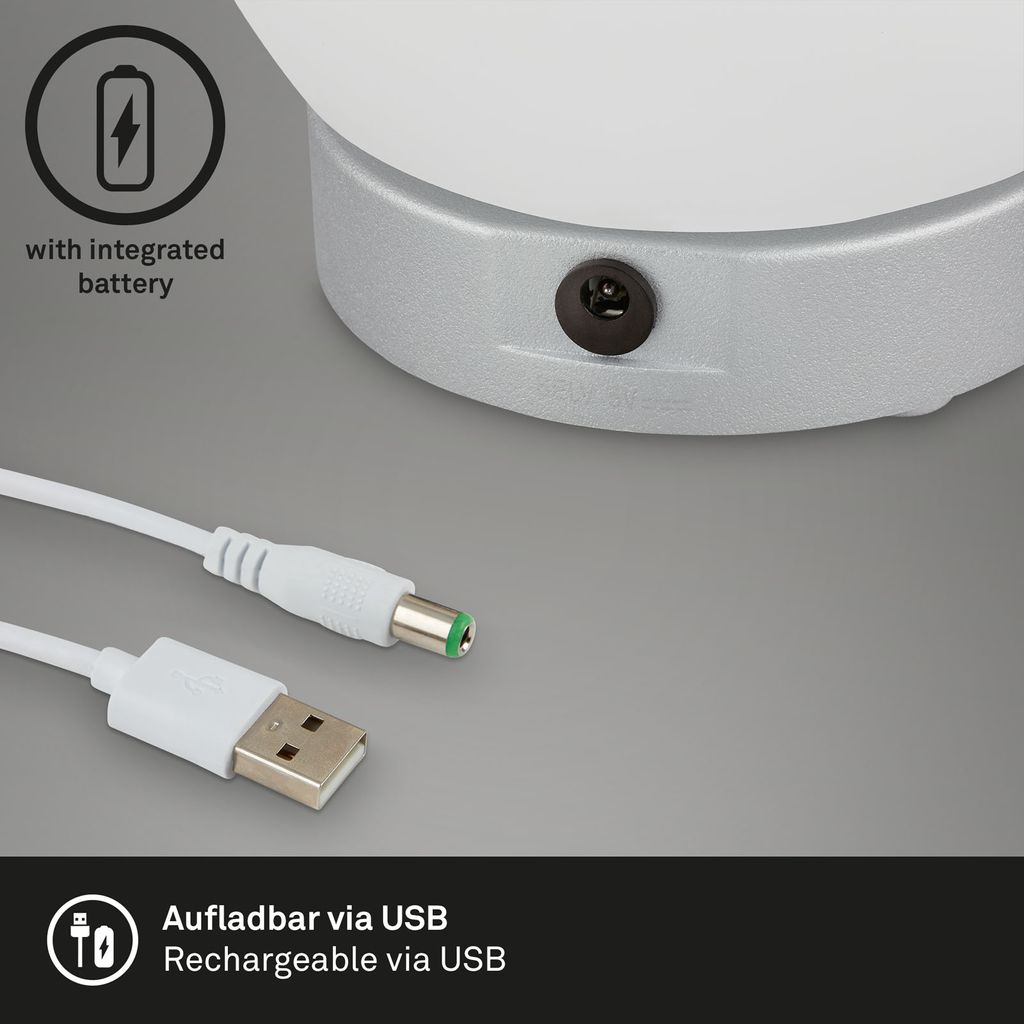 LED Akku Tischleuchte, Ø16 cm, LED-Modul,  3W, 350 lm, chrom-matt