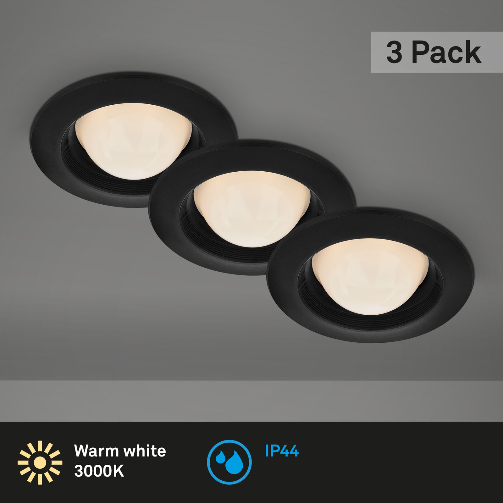 LED Einbauleuchten-Set Ø9 cm 3x LED 3 W 260 lm schwarz 1