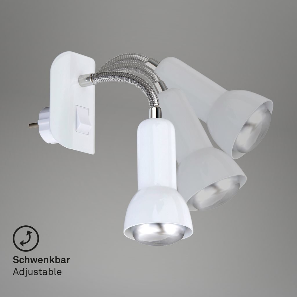 Steckerleuchte Steckerspot Nachtlicht 1xE14 25W Flexarm verstellbar Briloner 5