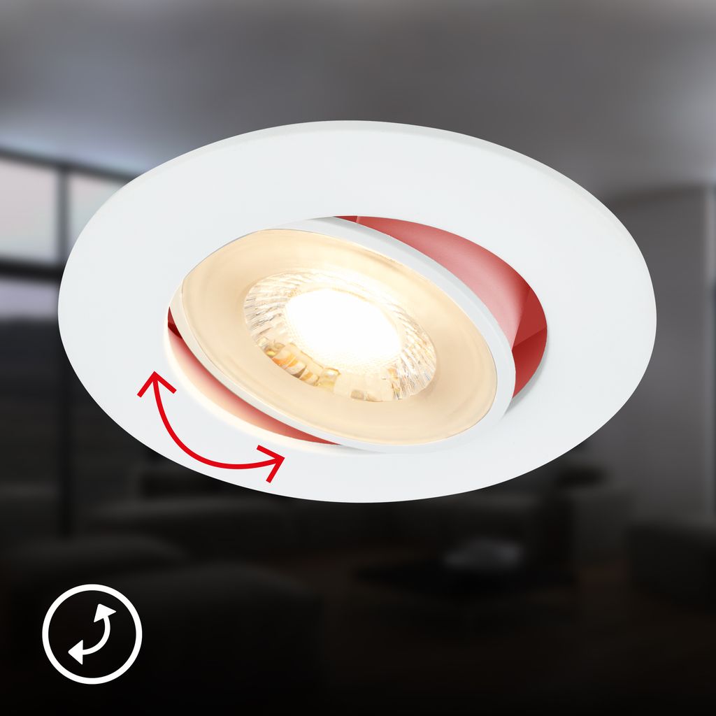Besi Recessed Spotlight 68mm Set of 6 - 230V, 5W, 450lm, LED, Warm White, White