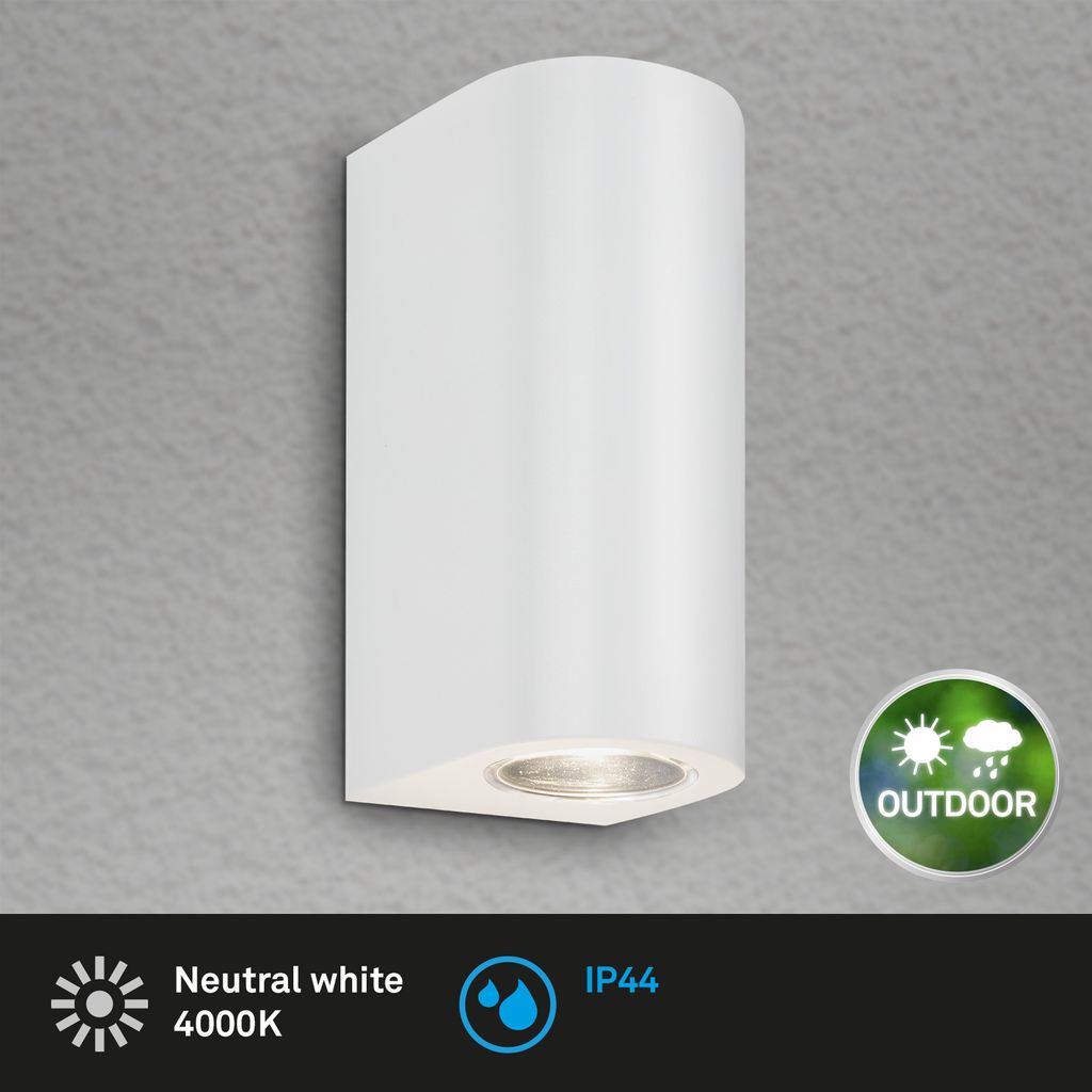 LED Außenleuchte, 15,5 cm, 2x GU10, 4,7 W, weiß