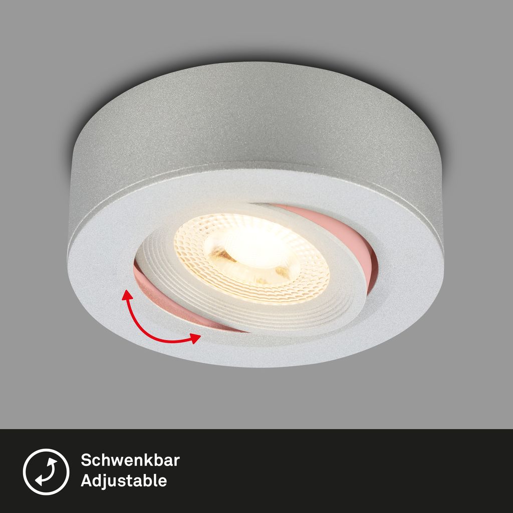 LED Einbaustrahler & Aufbauspot ? Ø90 mm, 5W, 230V, Warmweiß, schwenkbar, Chrom-Matt