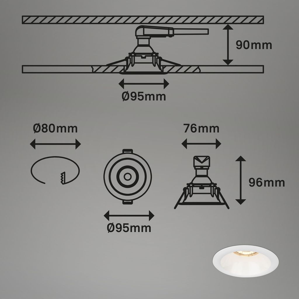 Briloner Leuchten FONDO 3er Set Einbauleuchten 3x GU10 Fernbedienung Kunststoff Weiß 6