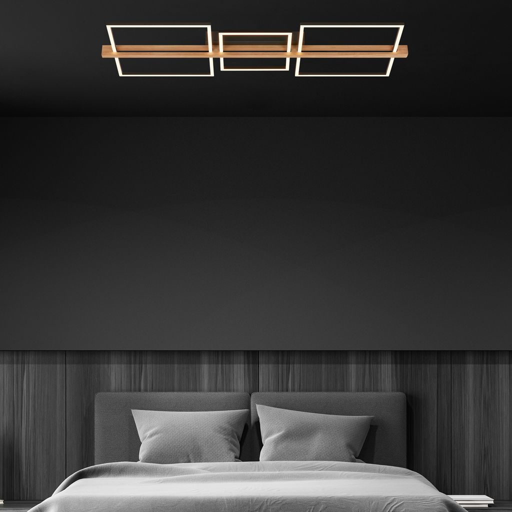 LED Deckenlampe Holz LED Deckenleuchte Wohnzimmer Dimmbar Schlafzimmer Flur 6