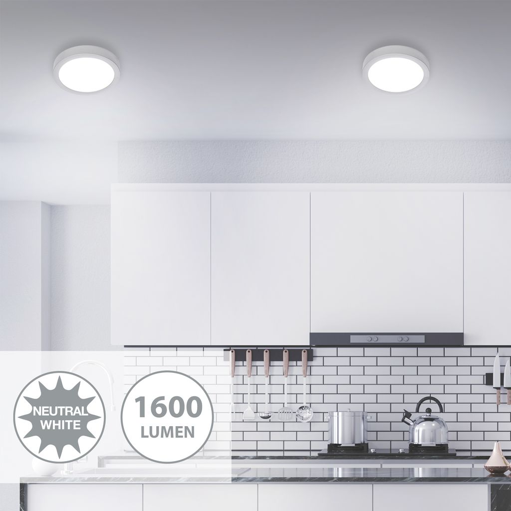 LED Deckenleuchte, Ø 22,5 cm, 16,5 W, Chrom-Matt