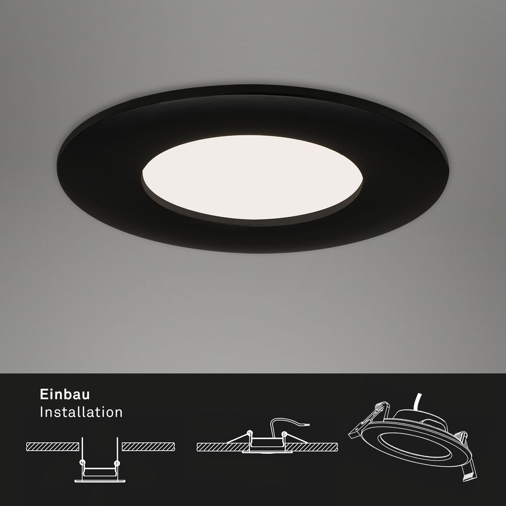 LED Einbauleuchten 3er Set 5 W matt-schwarz 4000K Kunststoff Ø8.5cm  Briloner 6