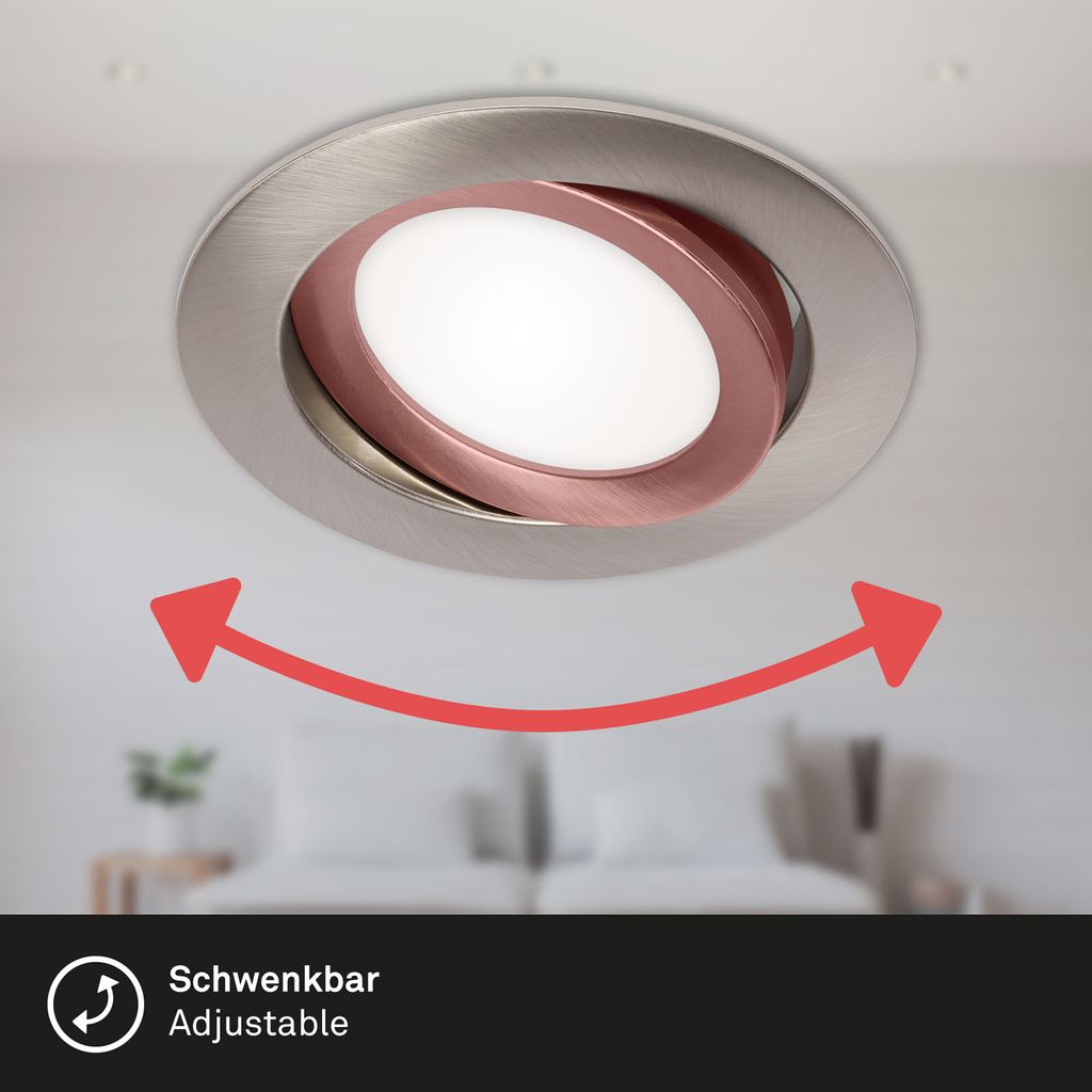 LED Einbauleuchten 3er Set schwenkbar IP23 7W silber Kunststoff Briloner 4