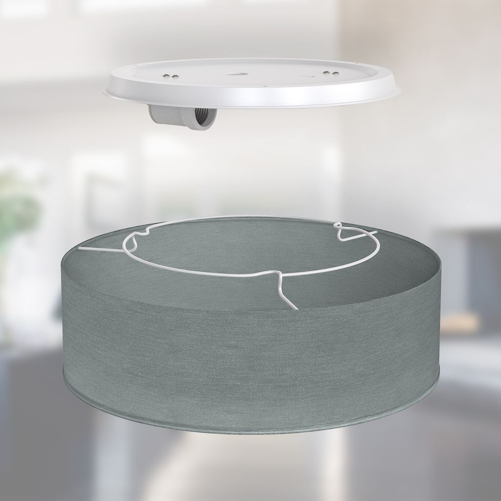 B.K.Licht Ceiling Lamp Shade, Ø11,8in, Grey Fabric, E27 Socket, Bulb not Included, Flush Mount Ceiling Fitting, Modern Light Fitting for Bedroom, Living Room, Dining Area IP20