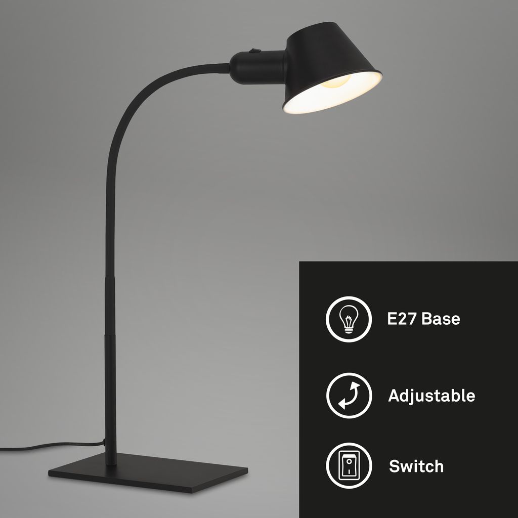 Lampada da tavolo 65 cm 1x exkl. E27 10W nero