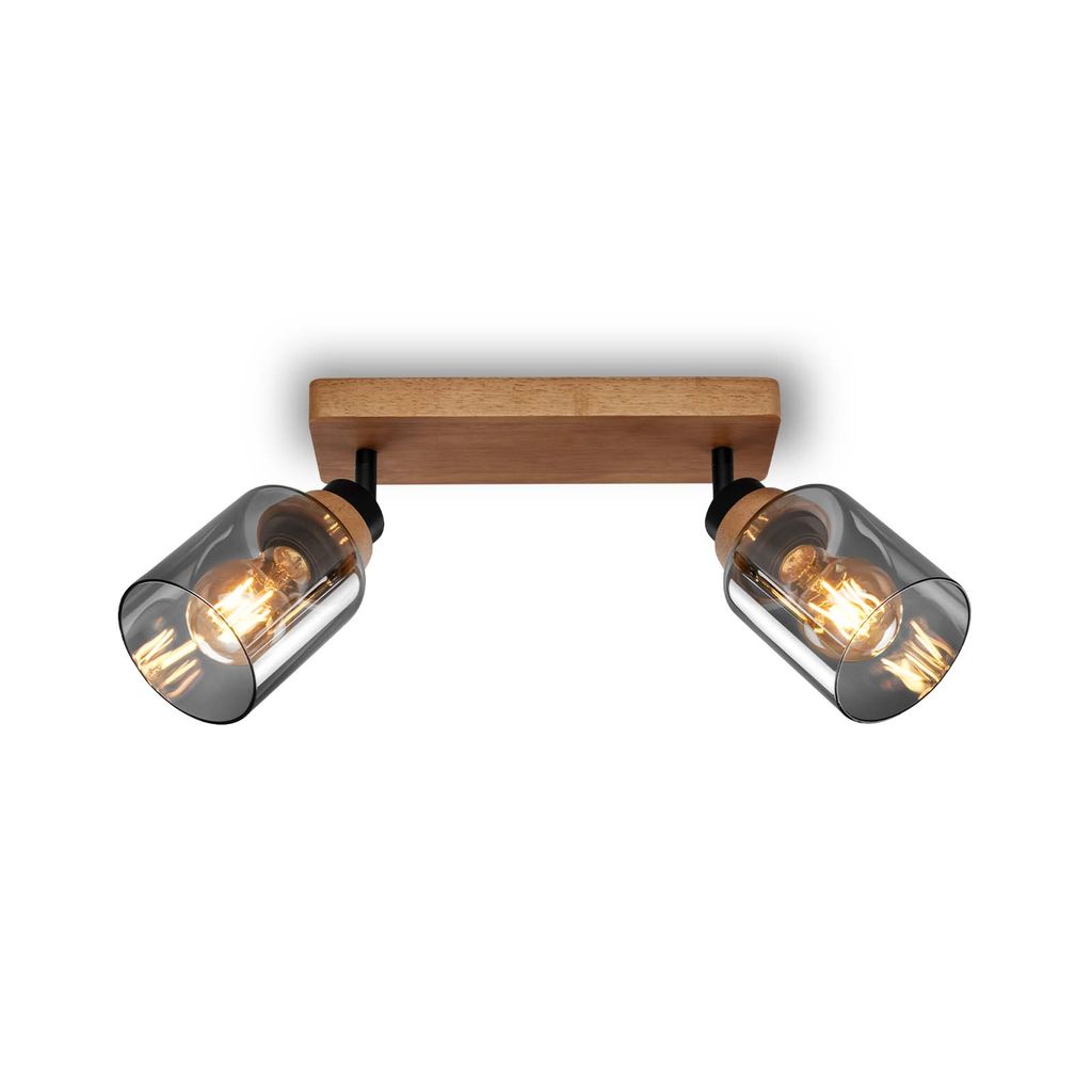 Spotlight. with wood. smoked glass. 2xE27/max.10W 1