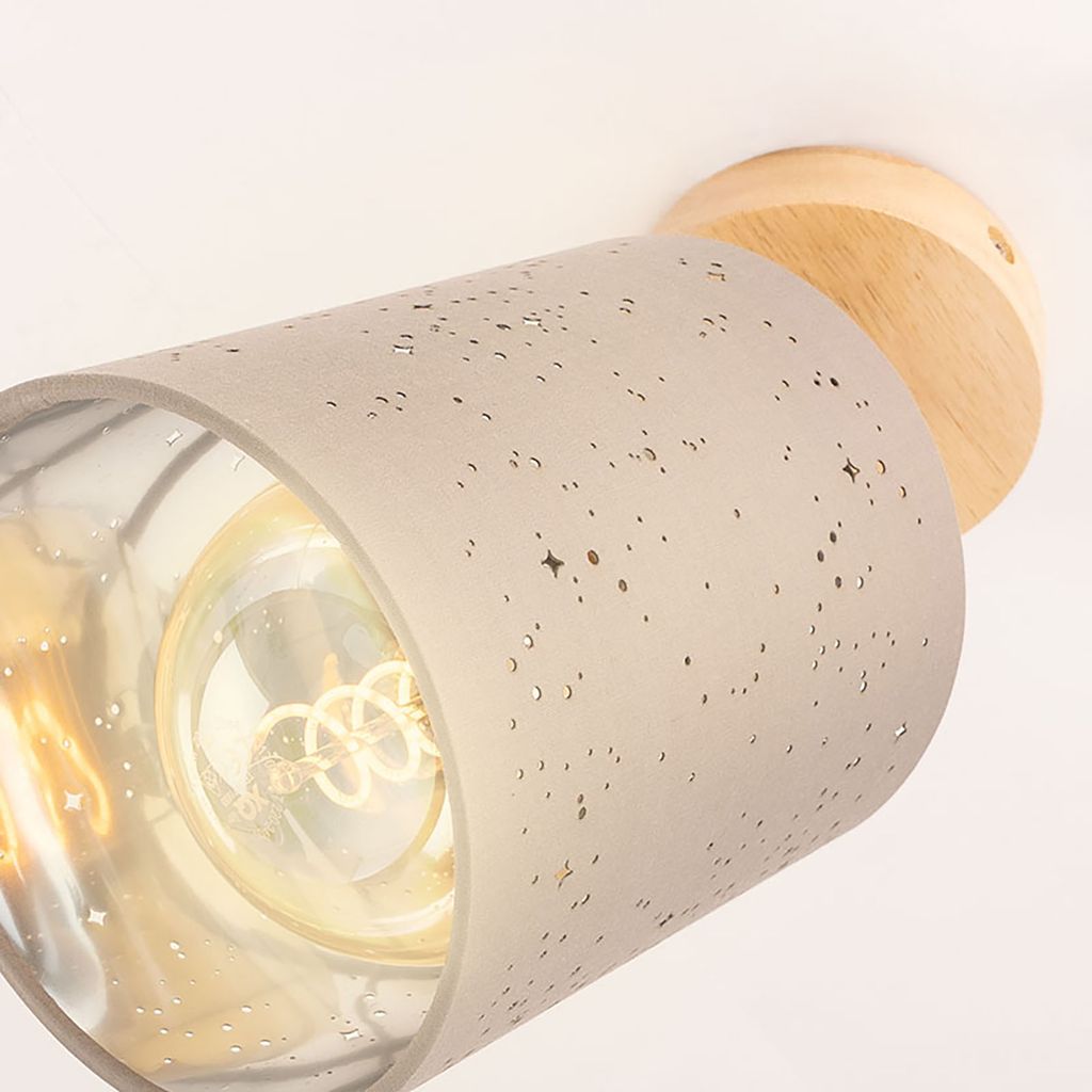 Wandleuchte Wandspot Sternendekor 1xE27 25 W taupe Metall-Holz-Stoff Briloner 4