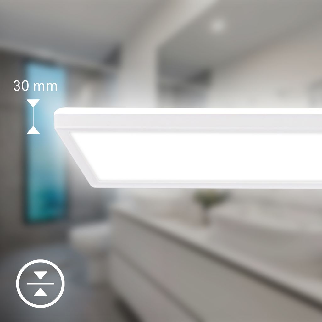 Briloner Move LED Plafonnier IP44, rétroéclairage, détecteur de mouvement, blanc