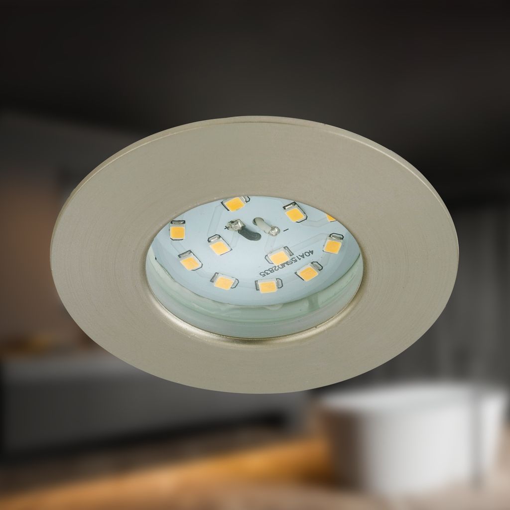 LED Einbauleuchte, Ø 7,5 cm, Matt-Nickel