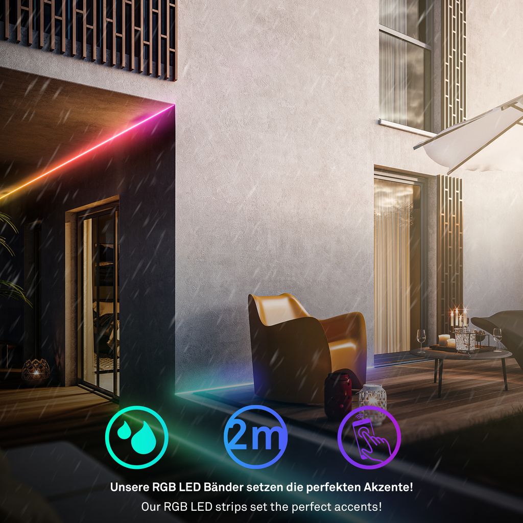Pimp Your Stripe Starterset LED Strip 2m, IP44 Aussen, WiFi, RGB+W