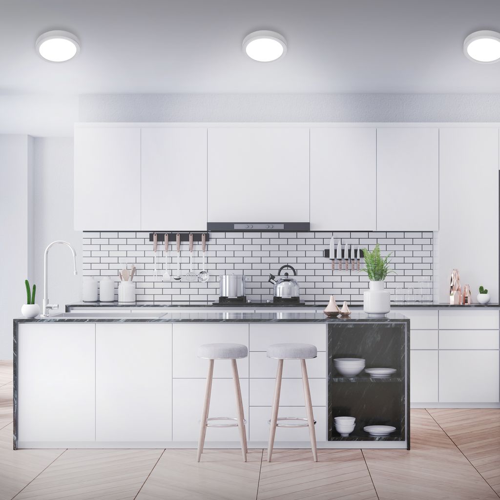 LED Deckenleuchte, Ø 22,5 cm, 16,5 W, Chrom-Matt