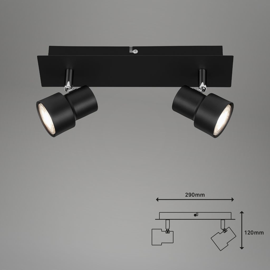 LED Deckenstrahler ? Spots dreh- / schwenkbar, 2 x 5W, Warmweiß, GU10, Schwarz