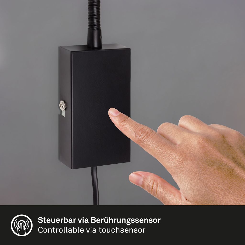 LED Bettleuchte Bettlampe Touch Flexibel GU10 5 W schwarz Metall Briloner 2