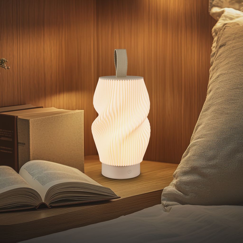 Tubi Tischleuchte - 2W, 150lm, Akku, LED, Touch, Dimmbar, 3D-Druck, Beige