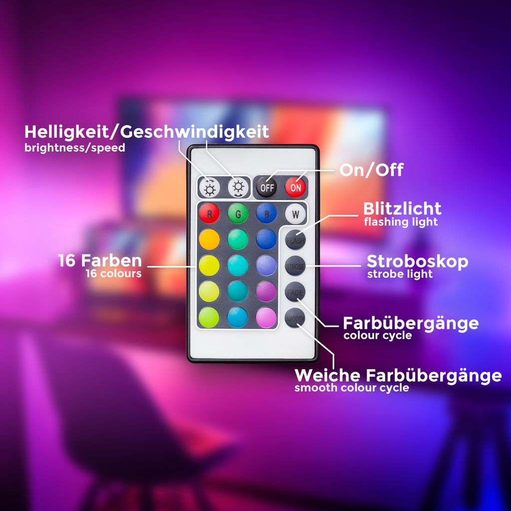 B.K.Licht I RGBIC LED Strip 10 m I Music Sensor I Music Sync I Lightbar I LED Chaser I Strips I Ribbon with Colour Change Remote Control I Lightband Self-Adhesive