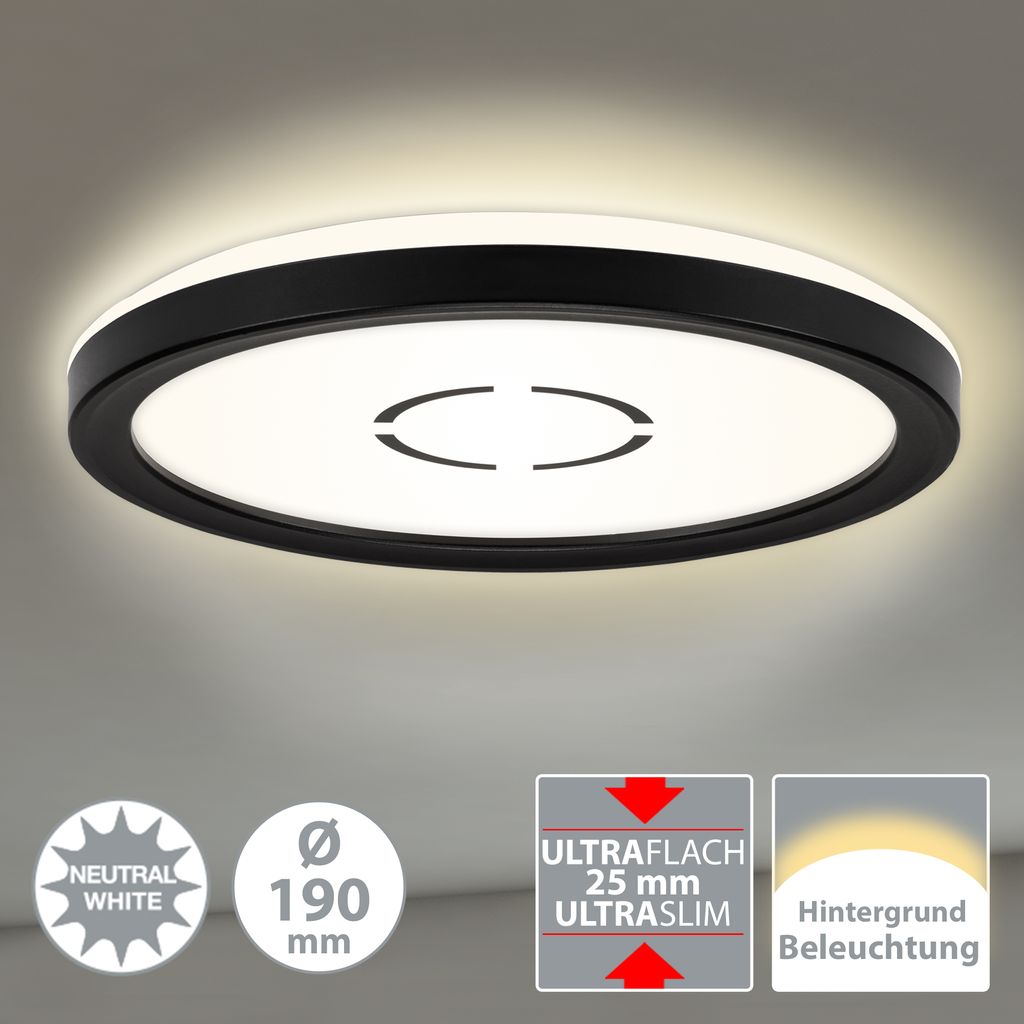 Slim LED Panel Ø 19 cm 12W 1400lm schwarz
