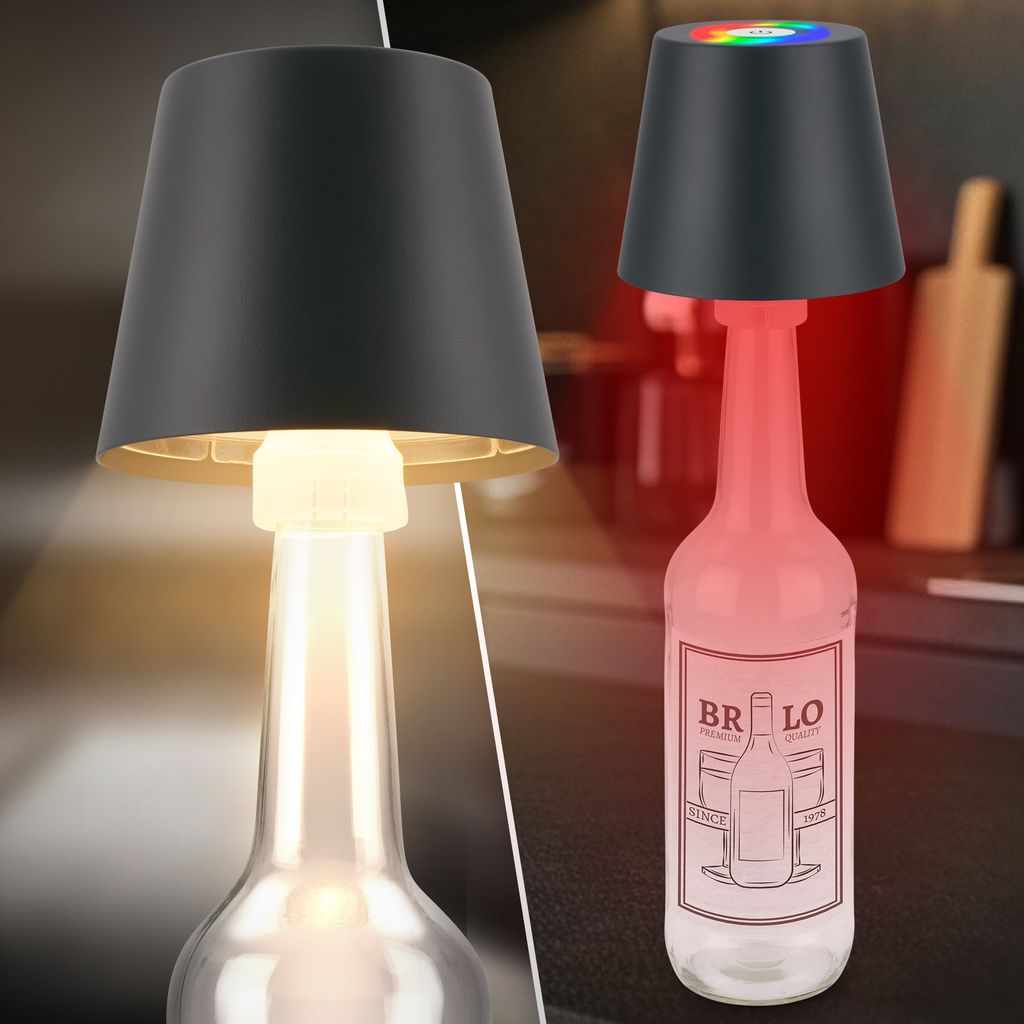 Briloner Calida 3 in 1 RGBW Tischlampe Akku IP44, Dimmbar, Touch, Anthrazit