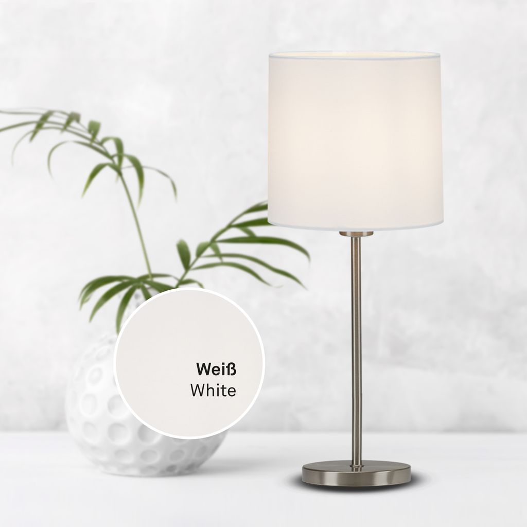 Tischleuchte Inkl. Ein und Ausschalter E14 25 W weiß Metall-Stoff Briloner 5