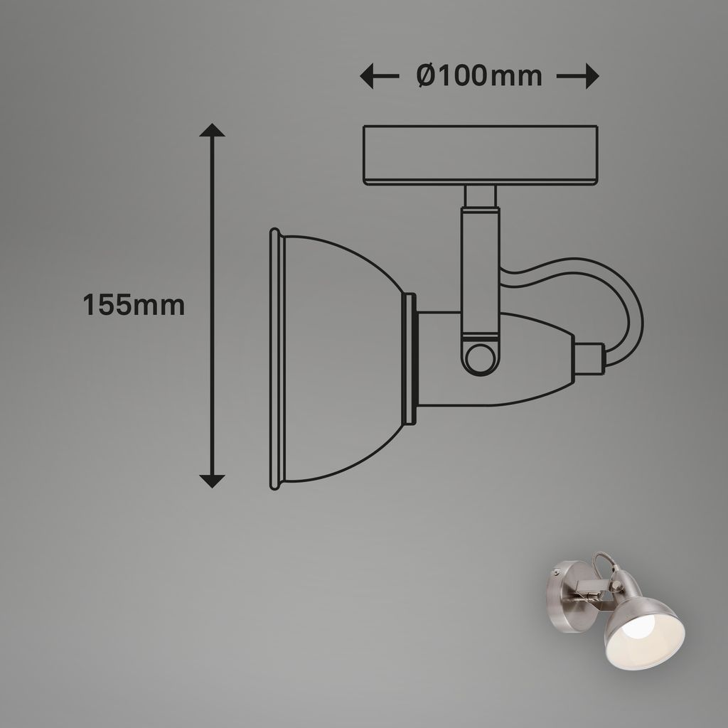 Wandstrahler Retrodreh-& schwenkbarem Spot 1xE14 40W Metall Satin-Weiß Briloner 6