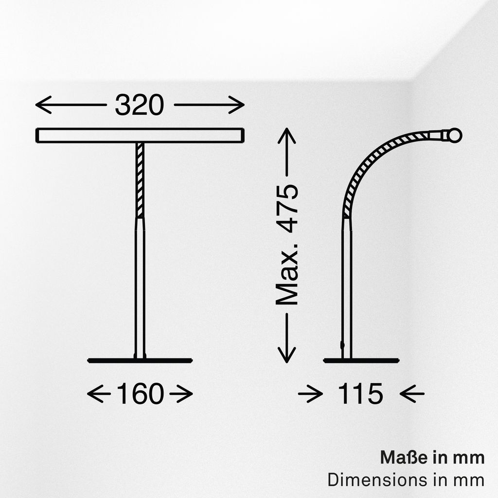 Lectra Schreibtischlampe - 7W, 800lm, mit Schalter, LED, Warmweiß, Satin-Metallic
