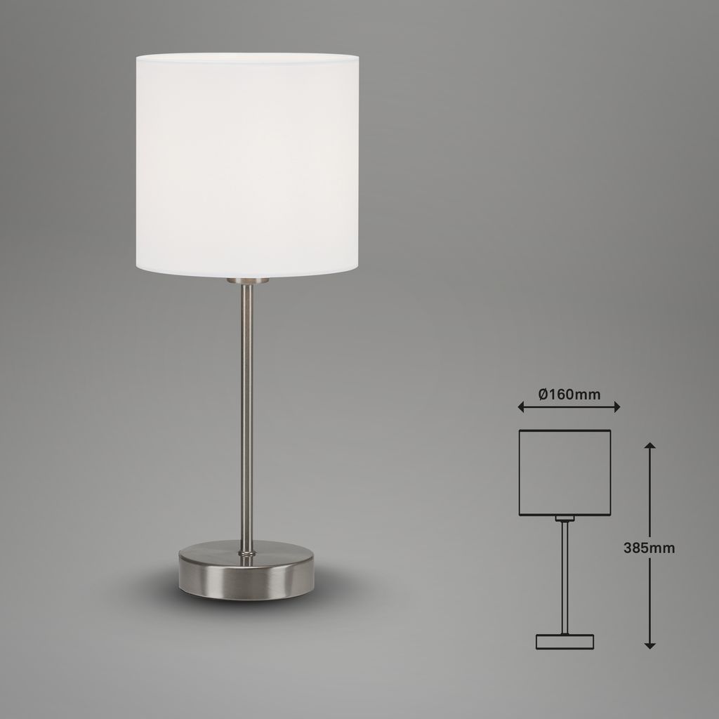 Tischleuchte Inkl Ein und Ausschalter E14 25 W weiß Metall-Stoff Briloner 21