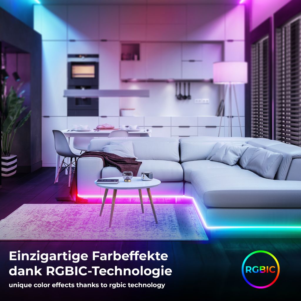 LED Streifen 10 m - smart, dimmbar, Farbwechsel, Sprachsteuerung, Magic RGB