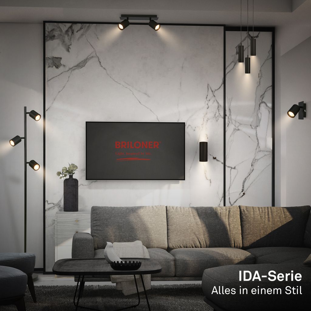 Ida Stehlampe - Schalter, Schwenkbar, GU10 Fassung, max. 9W, Schwarz