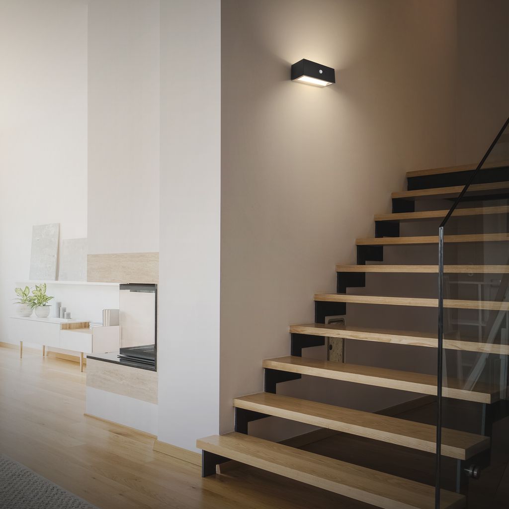 Dogu Outdoor Wall Light - 6.5W, 700lm, LED, Battery, Motion Detector, Black