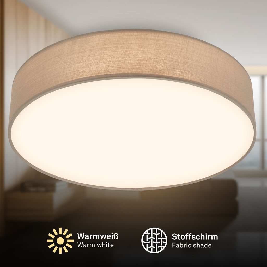Duck Deckenlampe Ø38 cm - 24W, 2600lm, LED, Warmweiß, Stoffschirm, Taupe