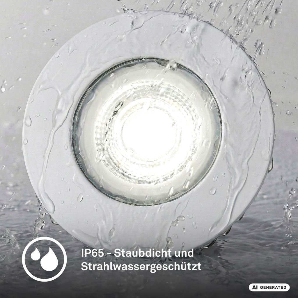 Dimara LED Einbaustrahler 68mm 3er Set - 230V, 4,9W, 460lm, CTS Schalter, Dimmbar, IP65, Weiß