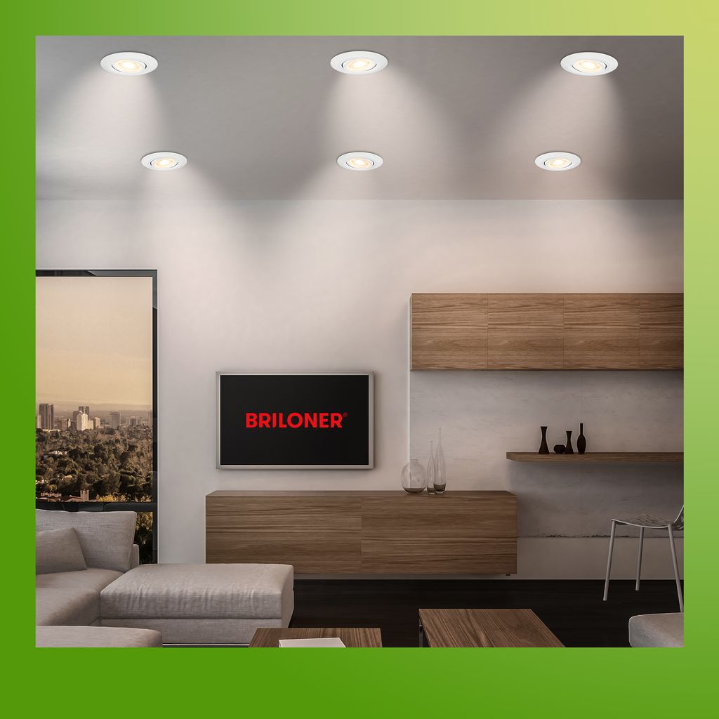 Briloner Klira Set de 6 spots LED encastrables 230V, à intensité variable, orientables, blanc