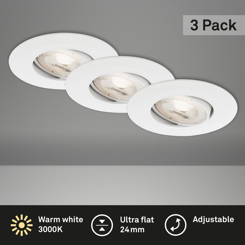 LED Einbauleuchten Schwenkbar 3er Set 5 W weiß Kunststoff IP23 Briloner 3