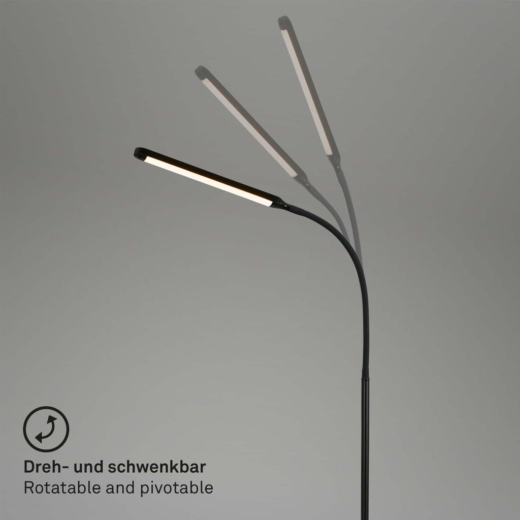 LED Stehleuchte, 126,5 cm, 6W, 600lm, schwarz