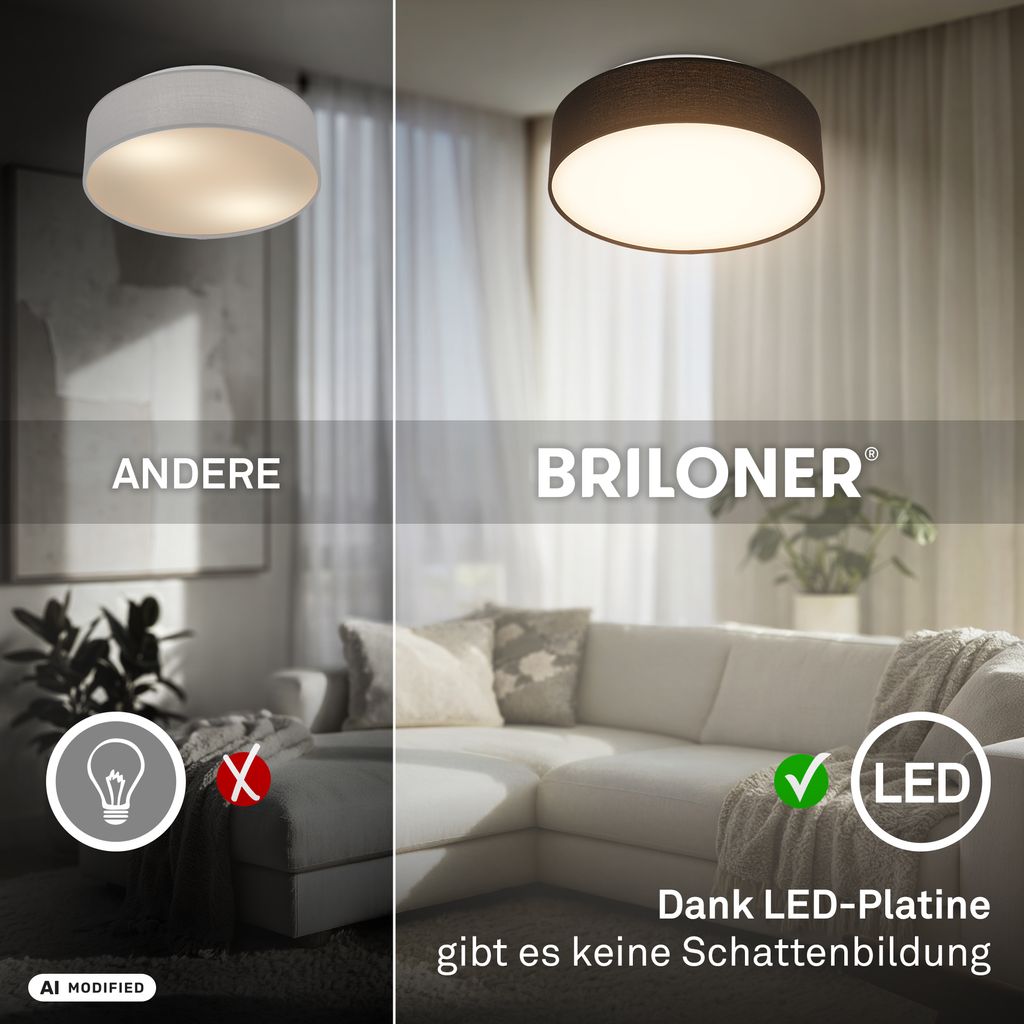 Duck Deckenlampe Ø30 cm - 16W, 1800lm, LED, Warmweiß, Stoffschirm, Schwarz