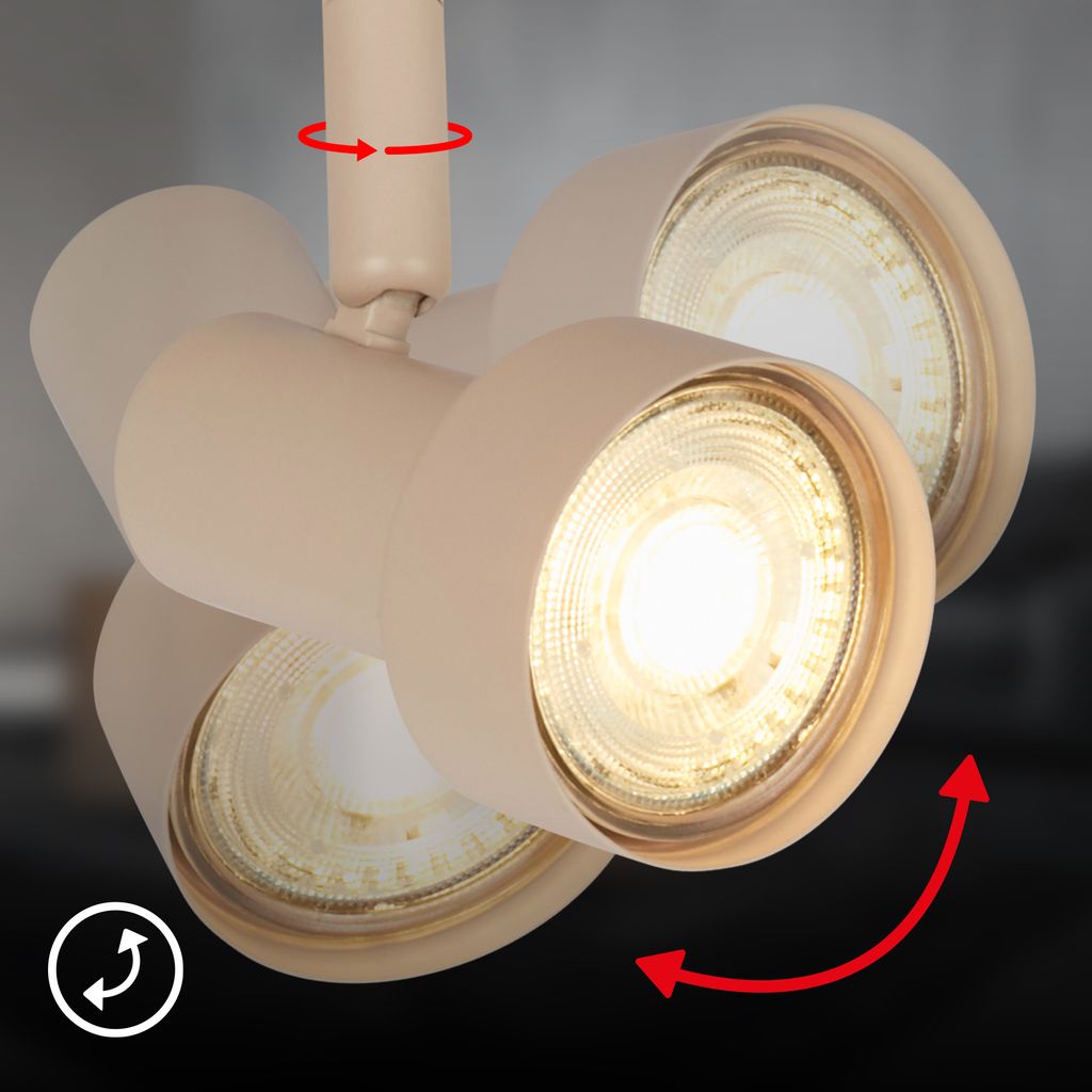 Tapp ceiling spotlight 27 cm - GU10 socket, max. 9W, adjustable, beige